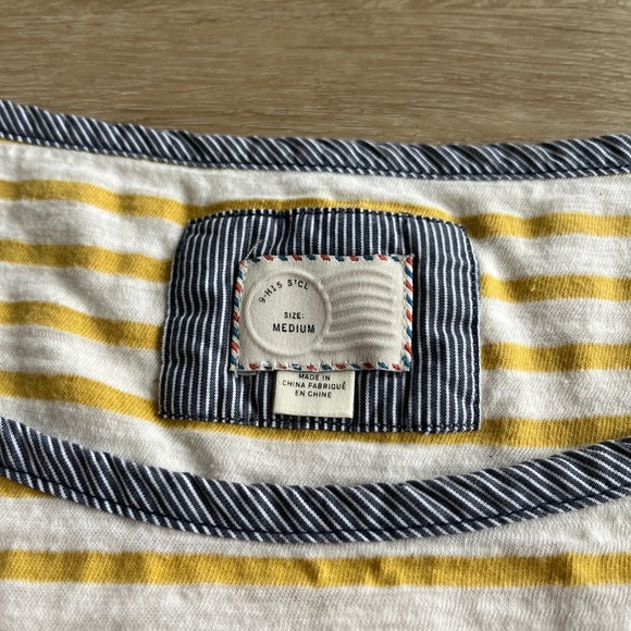 Anthropologie Postmark Postage Stamp Women’s Size Medium Striped cotton Blouse - Picture 2 of 8